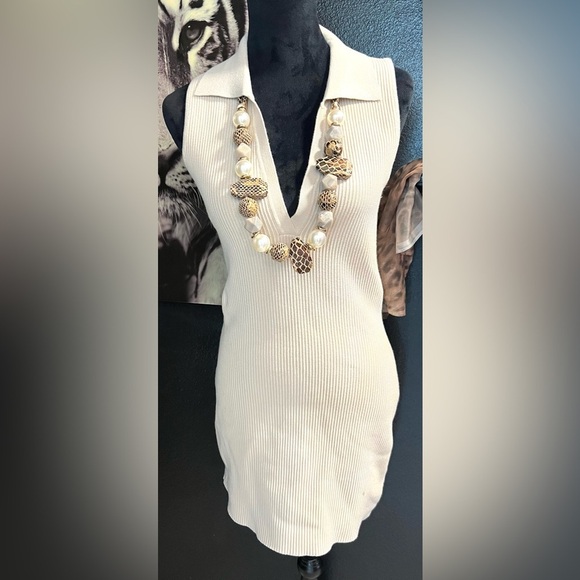 🤎HOUSE OF HARLOW Ribbed Collared Dress Sculpt Knit Polo Dress-SZ M🤎NWT - Picture 3 of 16